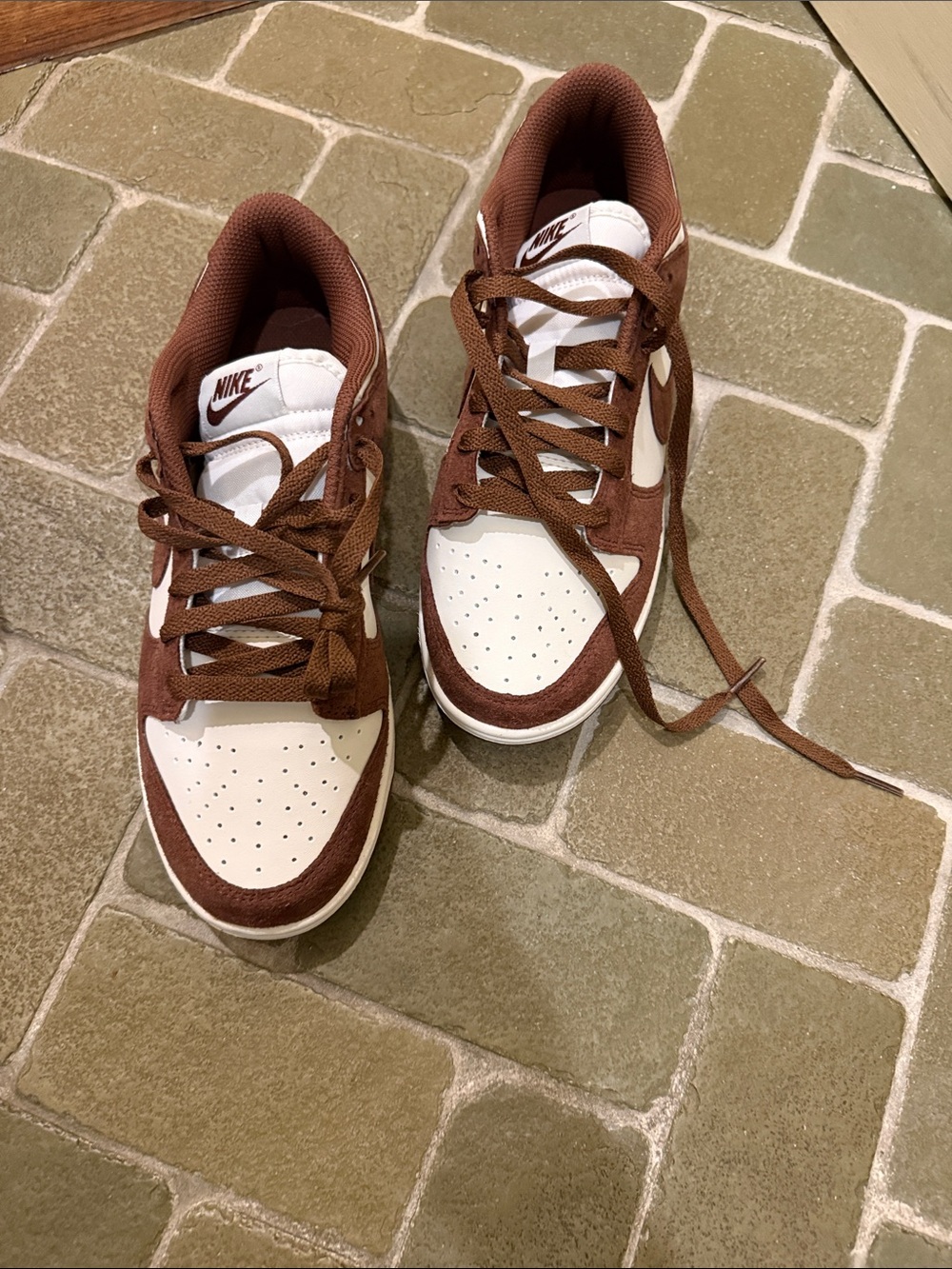 Nike Brown and White Low-Top Sneakers